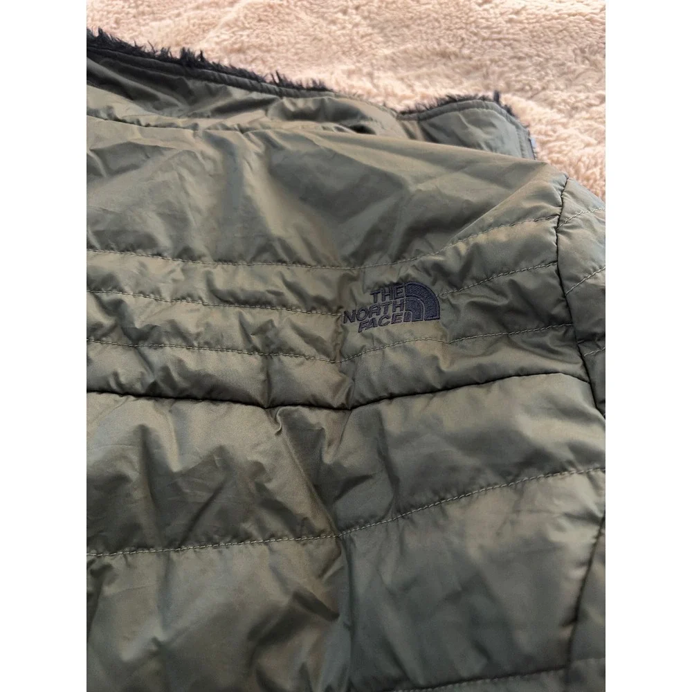 The North Face Mossbud Reversible Jacket Olive Green Fleece Womens Small